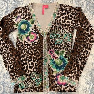 Darling Charlotte Tarantola leopard print cardigan. Size S. EUC.